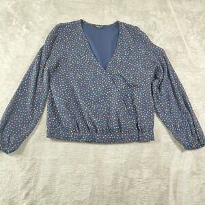 Madewell crop Wrap Dot Long Sheer‎ Sleeve Womens Blouse Small